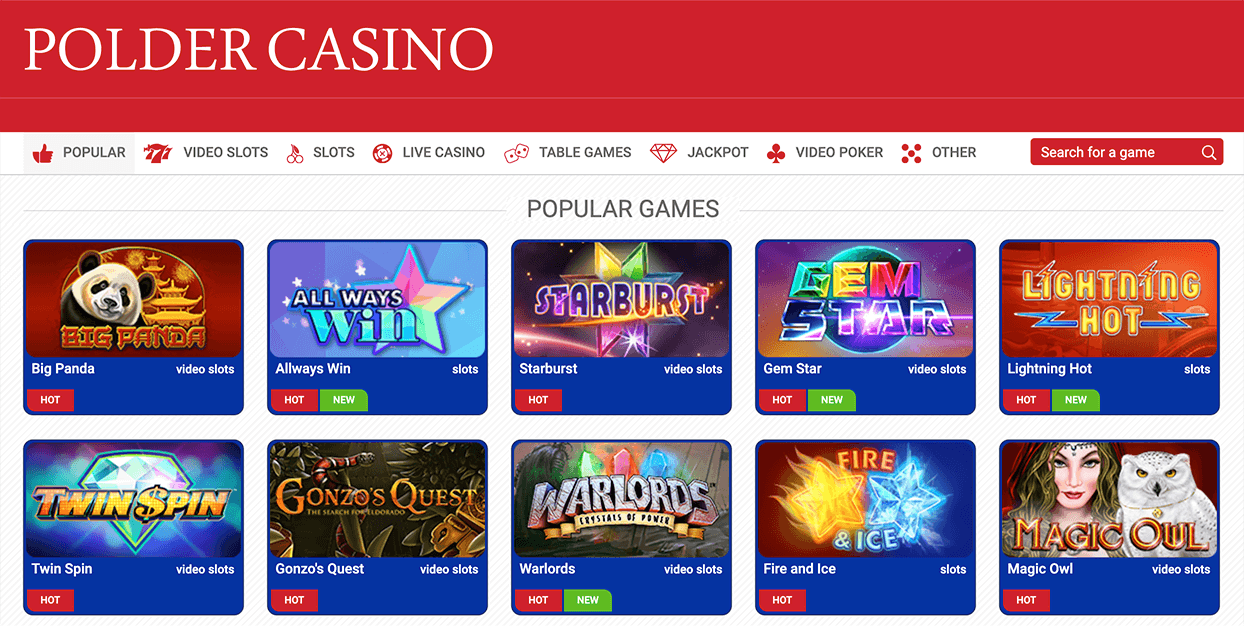 Ontdek bij Polder de beste casino spellen